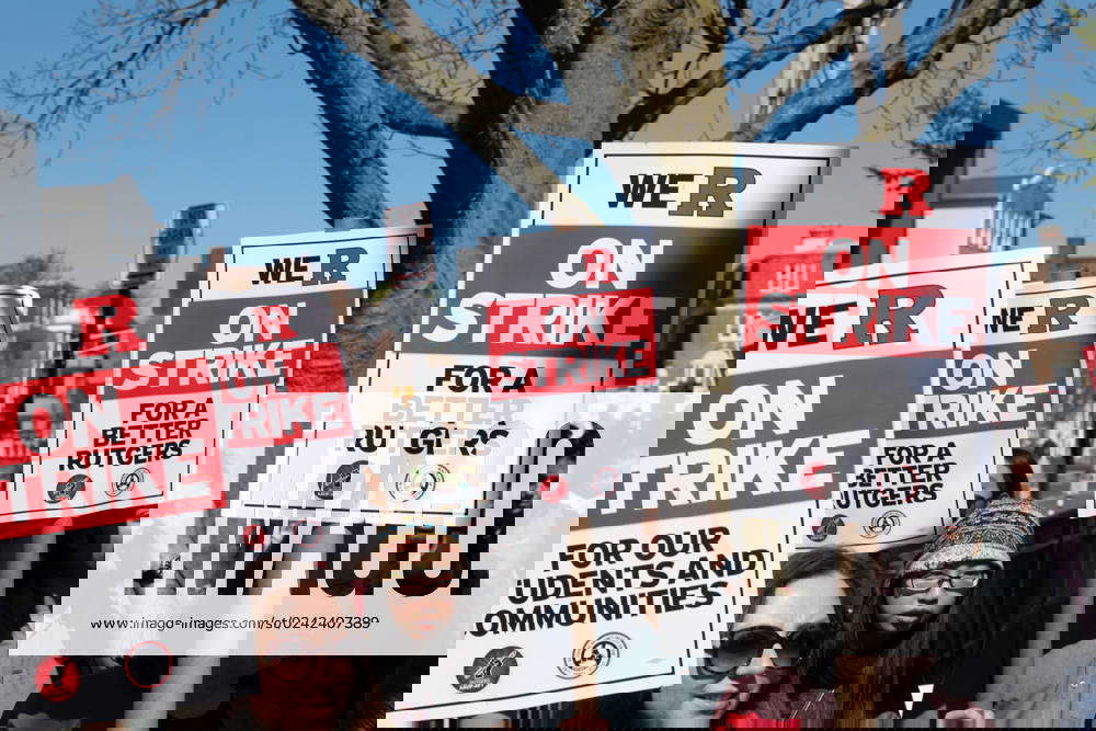 April 10, 2023 Picketers and demonstrators appear on the picket line during the Rutgers University