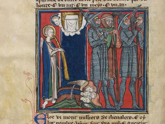 The sixth angel sounded his trumpet... Miniature from: Apocalypse de ...