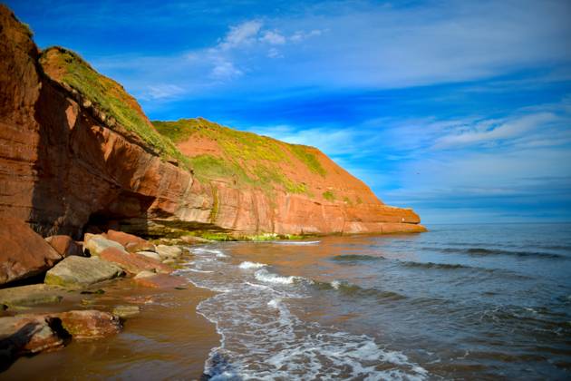 Sandy Bay cliffs view of Sandy Bay cliffs with Orcombe Point viewpoint ...