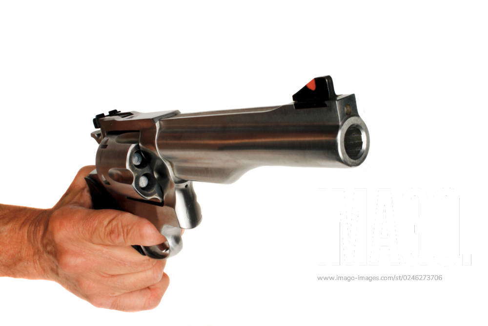 44 Magnum Handgun Revolver isolated wide angle view