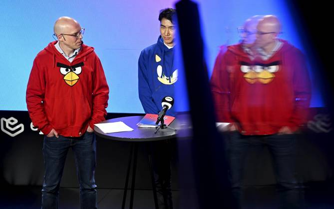 Chief Executive Officer of Rovio Alexandre Pelletier-Normandi pose at ...