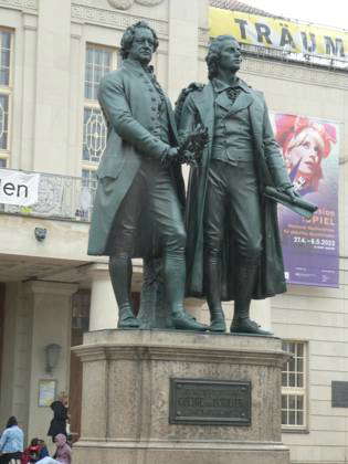 Statue Goethe Schiller Bronze double statue of the German poets Johann ...