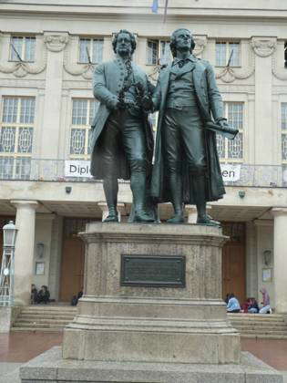 Statue Goethe Schiller Bronze double statue of the German poets Johann ...