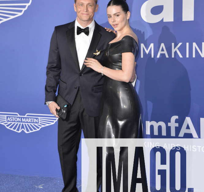 Ruby O Fee and Matthias Schweighofer at the amfAR Gala 76 Cannes Film
