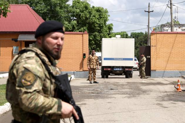 RUSSIA, GROZNY - MAY 27, 2023: A prison truck drives past law ...