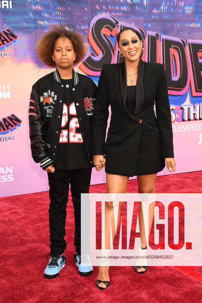 Tia Mowry And Her Son Cree Hardrict At The Spider Man Across The Spider Verse Movie Premiere In 6811