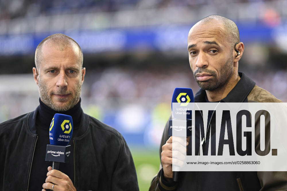 Auxerre, France. 21st May, 2023. Thierry Henry, consultant for  Prime  Video channel during the Ligue 1 Uber Eats football (soccer) match between  AJ Auxerre (AJA) and Paris Saint Germain (PSG) on