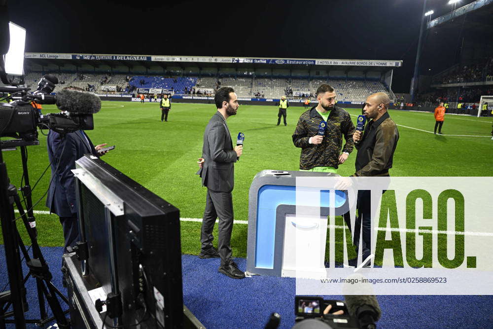 Auxerre, France. 21st May, 2023. Thierry Henry, consultant for  Prime  Video channel during the Ligue 1 Uber Eats football (soccer) match between  AJ Auxerre (AJA) and Paris Saint Germain (PSG) on