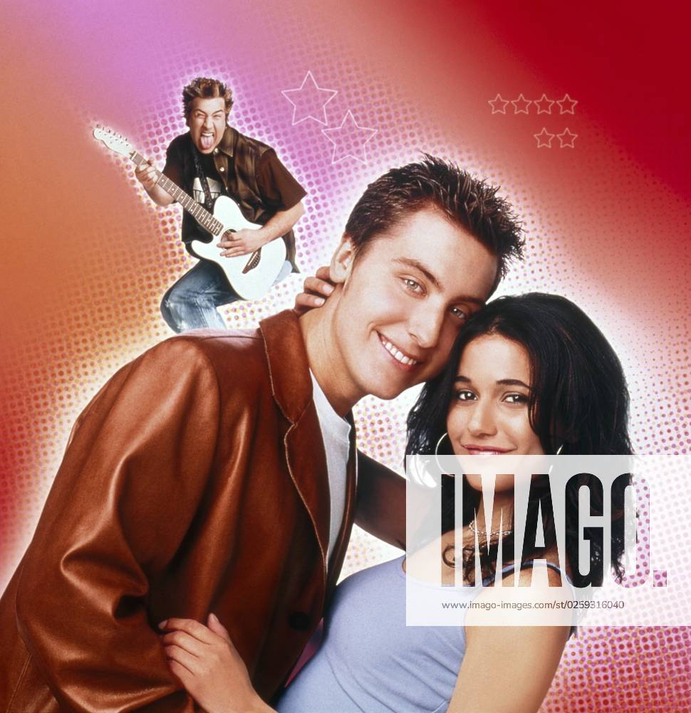 ON THE LINE, key art, foreground from left: Lance Bass, Emmanuelle Chriqui,  background: Joey