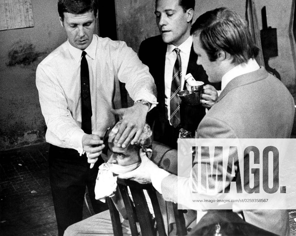 PERFORMANCE, from left, James Fox, John Sterland (being shaved ...