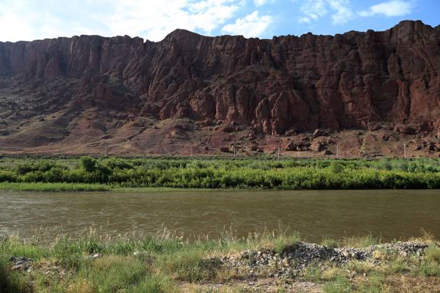 June 21, 2023, Jolfa, East Azerbaijan, Iran: A view of the Aras River ...