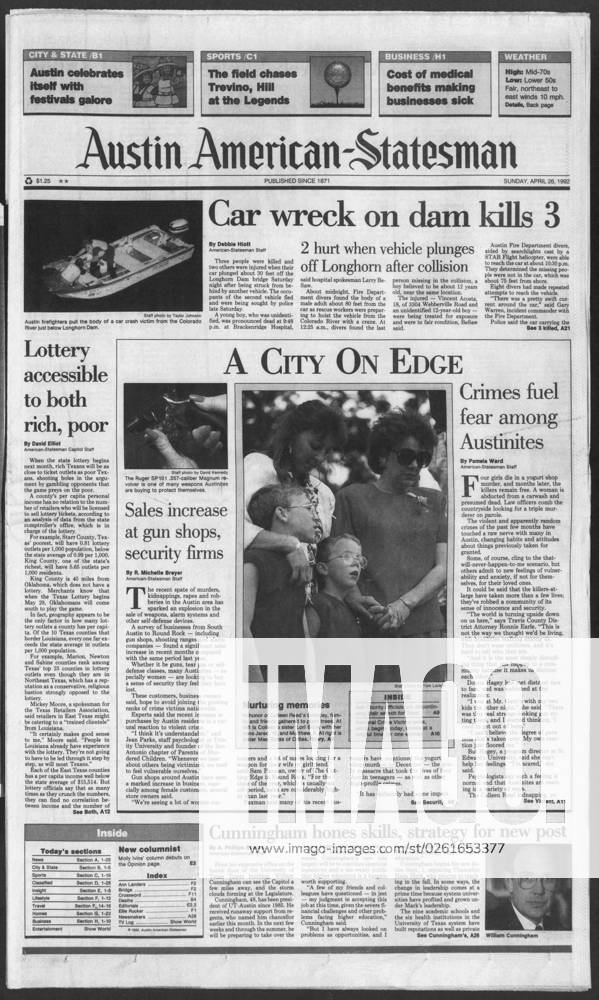 News: Yogurt Shop Murders headlines Apr 26, 1992; Austin, Texas, USA; A ...