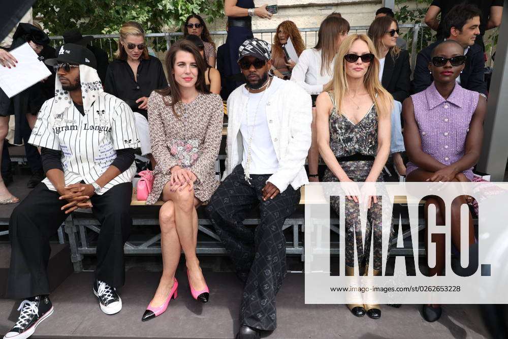 Paris, France. July 4, 2023. Charlotte Casiraghi, Kendrick Lamar, Vanessa  Paradis and Lupita Nyong'o attends the Chanel Haute couture Fall/Winter 2023/2024  show as part of Paris Fashion Week in Paris, France on