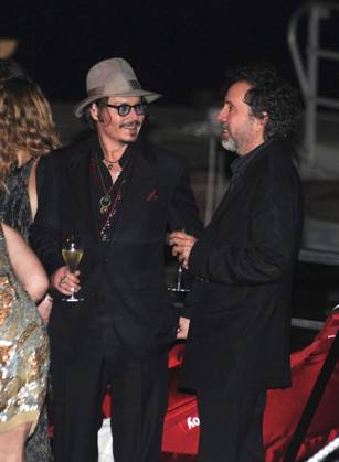 Johnny Depp, Vanessa Paradis and Tim Burton attend the Chanel Party in ...