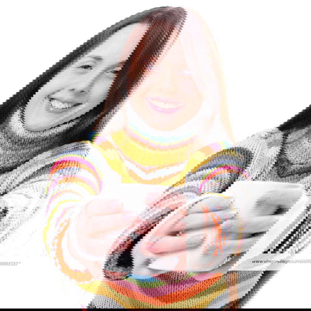 Girl with cup of tea Girl with cup of tea isolated on white ,model