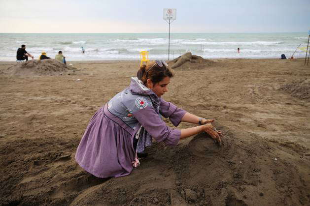 July 13, 2023, Babolsar, Mazandaran, Iran: An Iranian female sand ...