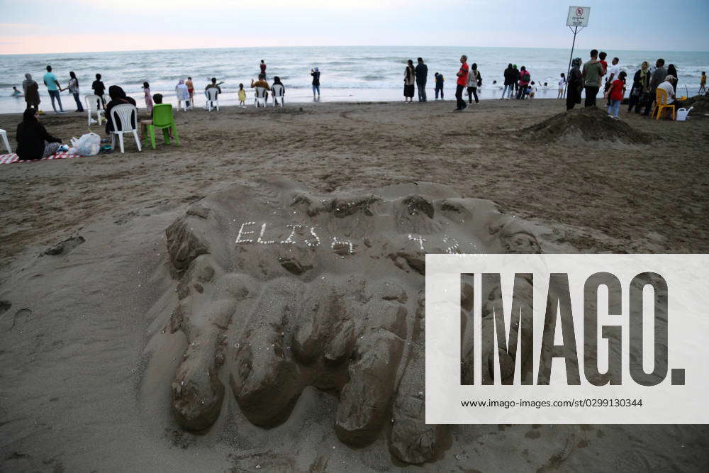 July 13, 2023, Babolsar, Mazandaran, Iran: A sand sculpture is pictured ...