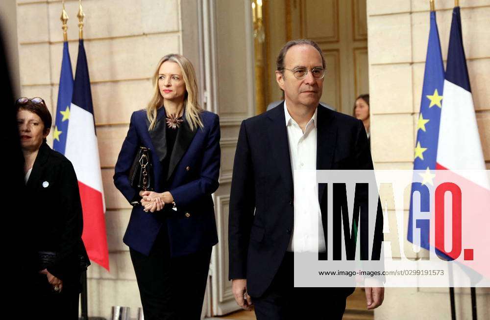 Xavier Niel and Delphine Arnault during the Investiture ceremony