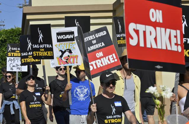 Members of the SAG-AFTRA actors union join writers on the picket lines ...