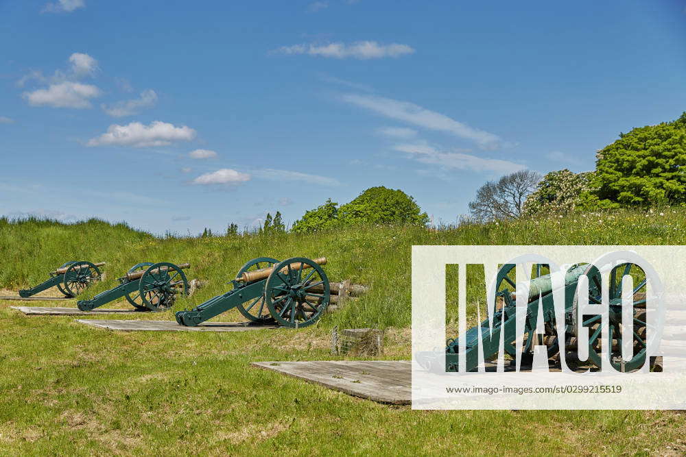 Old bronze cannon on rampart in city Fredericia, Denmark Old bronze ...