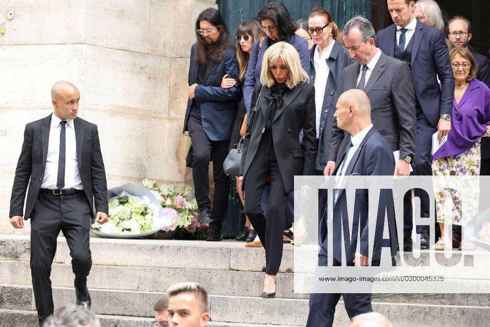 Jane Birkin Funeral - Paris Brigitte Macron during the funeral at Saint ...