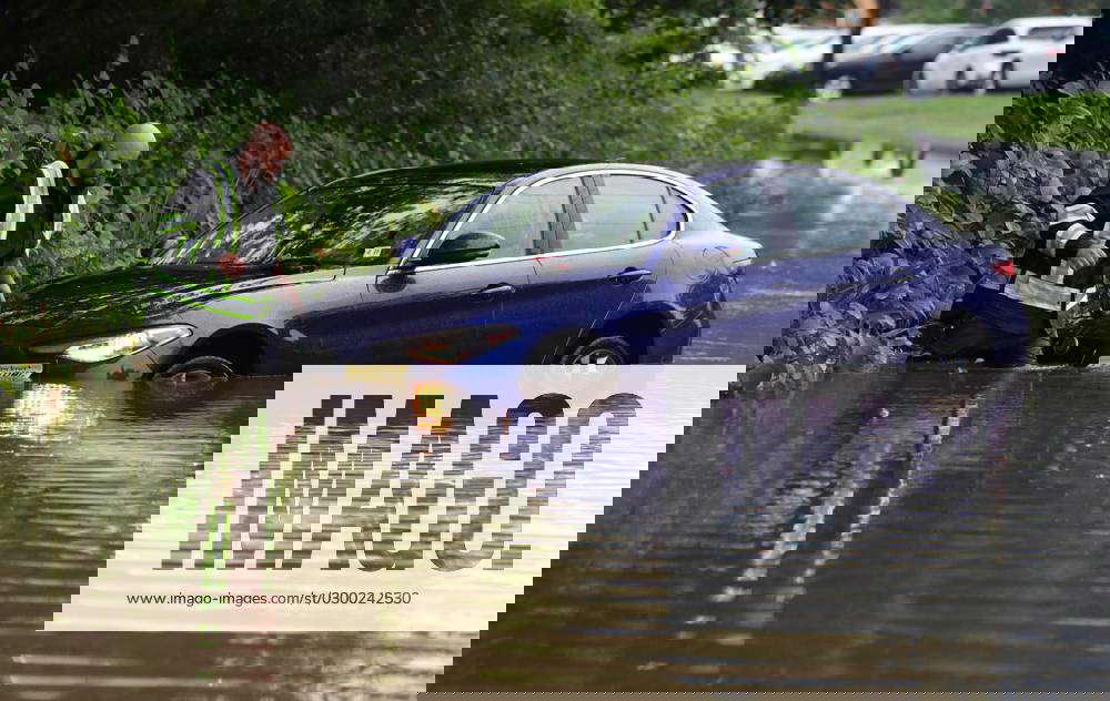 News West Nyack Flooding July 25, 2023; West Nyack, NY, USA; A car is