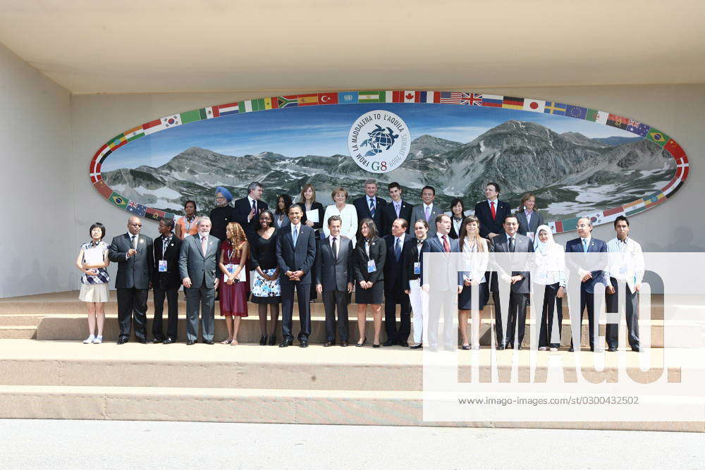 G8 Summit L Aquila - J8 Heads of state, (L to R, front row) South ...