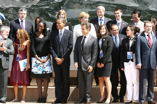 G8 Summit L Aquila - J8 Heads of state, (L to R, front row) South ...