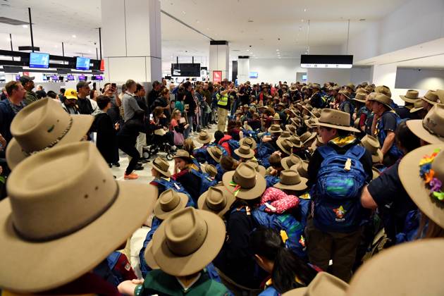 SCOUTS WORLD JAMBOREE DEPARTURE, NSW scout members make their way ...