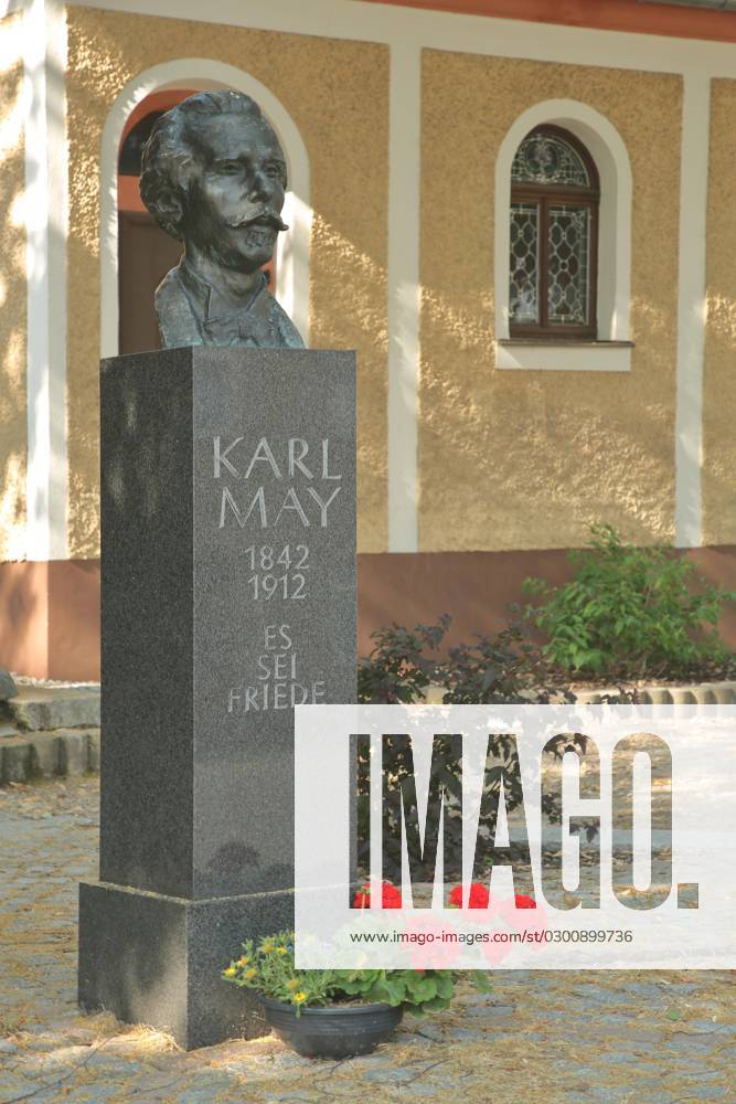 Bust Inscription Karl May Monument, Sculpture, Stele, Inscription, Bust, Head, Karl May ...