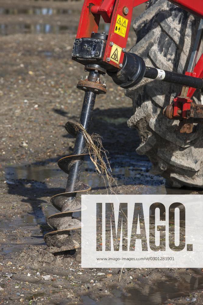 Tractor with Auger, Auger, mechanized Post hole digger to drill from