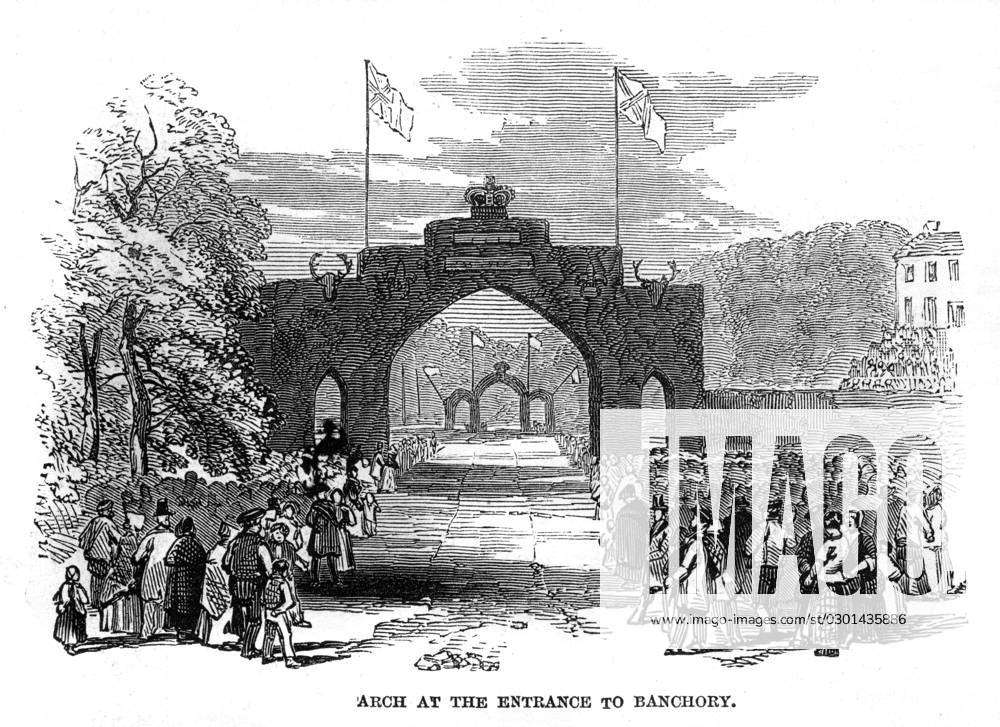 Royal progress to Balmoral: Banchory triumphal arch 1848 A triumhal ...