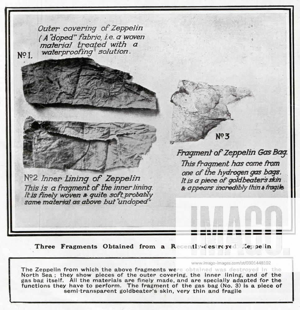 Zeppelin Fragments Fragments of Zeppelin, 1916 Three fragments obtained from a recently ...