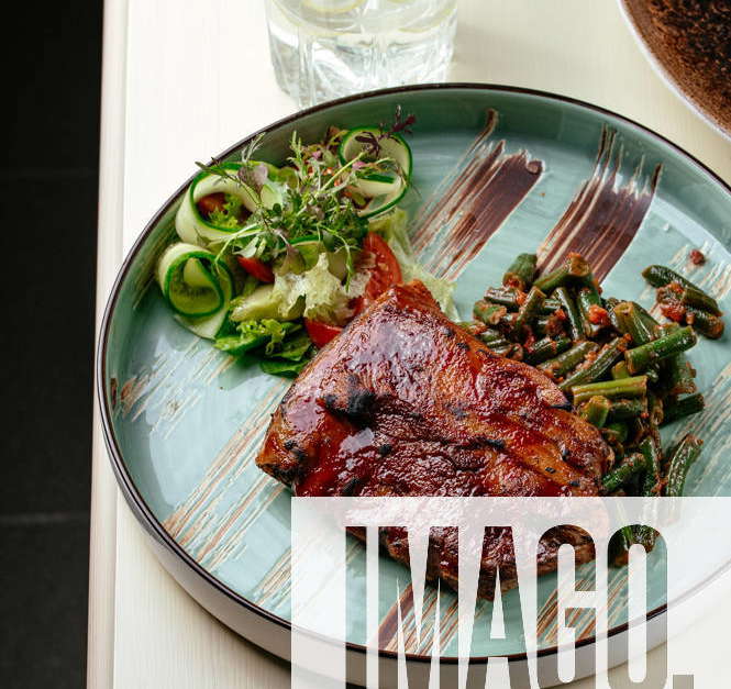 Grilled pork ribs with barbecue sauce. restaurant menu Berlin, Berlin