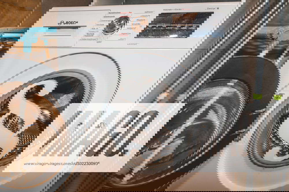 Bavaria, Germany 20 August 2023 Washing machine with a Pragraph