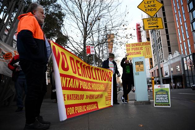 PUBLIC HOUSING RALLY SYDNEY, People participate in a rally organised by ...