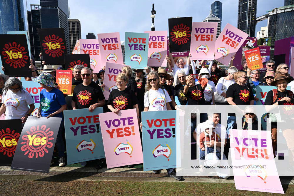 Voice Campaign Brisbane Yes23 Supporters Are Seen At The Yes Campaign