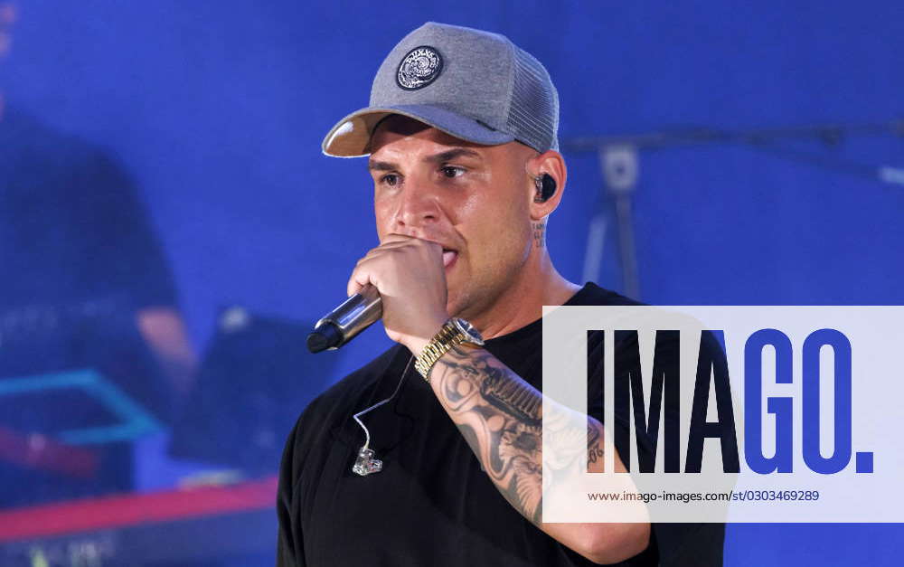 Singer Pietro Lombardi during his concert at the open-air stage ...