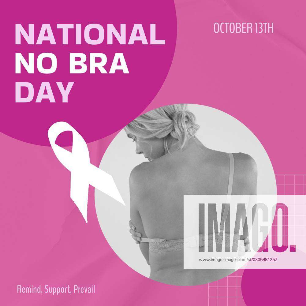 National national no bra day over midsection of caucasian woman in