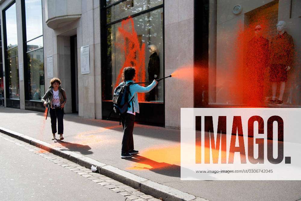 Activists Spray Louis Vuitton Window With Orange Paint - Paris Activists  from Dernier RÃ novation