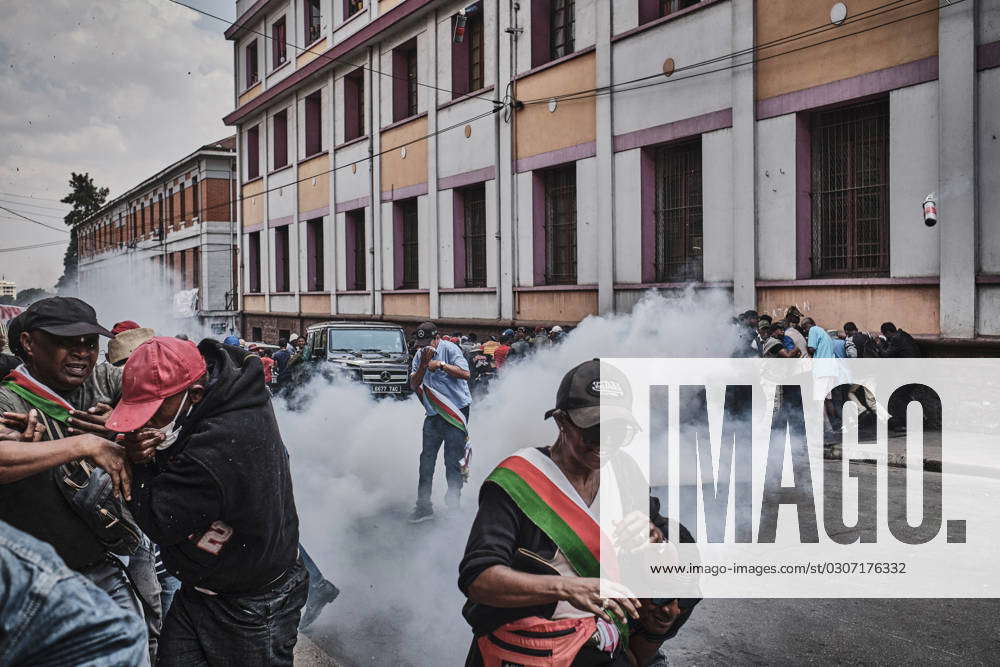 October 2, 2023, Antananarivo, Madagascar: Riot police fire tear gas at ...