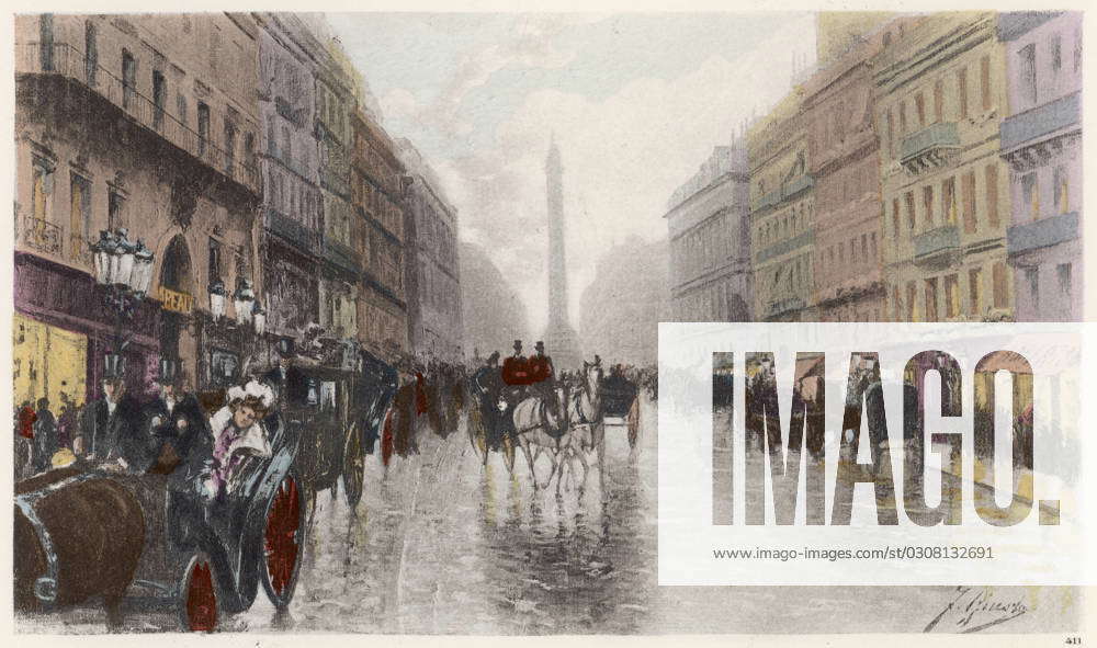 PARIS RUE DE LA PAIX Rue de la Paix on a rainy day Date: circa 1890s