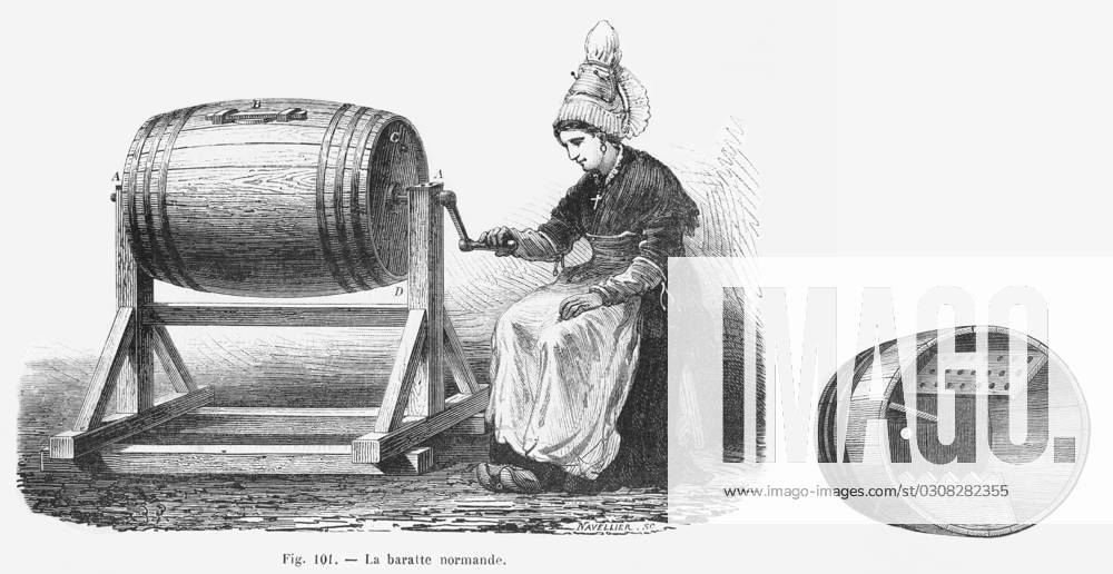 BUTTER CHURN, FRANCE A Normandy Butter churn in action and in cross ...