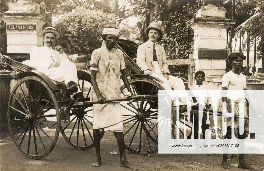 Colonial passengers in rickshaw, Ceylon (Sri Lanka) Colonial passengers ...