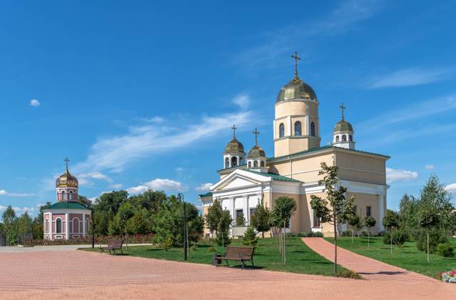 Bender, Moldova 06.09.2021. Alexander Nevsky Church near the Tighina ...