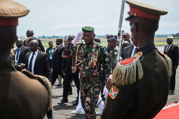 Burundi-Bujumbura, October 20th 2023, Brice Oligui Nguema (2R) the ...