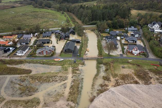 Vilstrup and Diernaes in Southern Jutland photographed from a drone ...