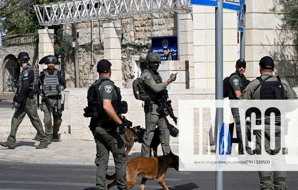 Israeli border police are seen near the scene of a terrorist attack in ...