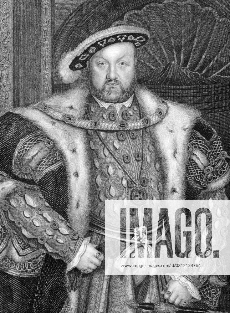 Henry VIII (1491-1547) on engraving from 1838. King of England during ...