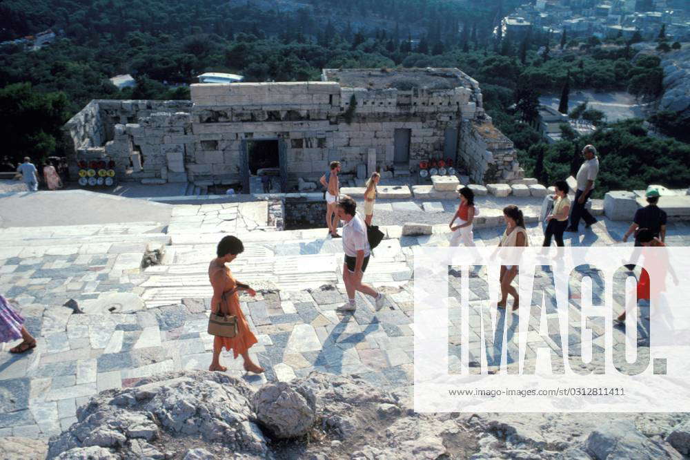 Athens Greece Acropolis. Climbing steps to propylaia Athens Greece ...
